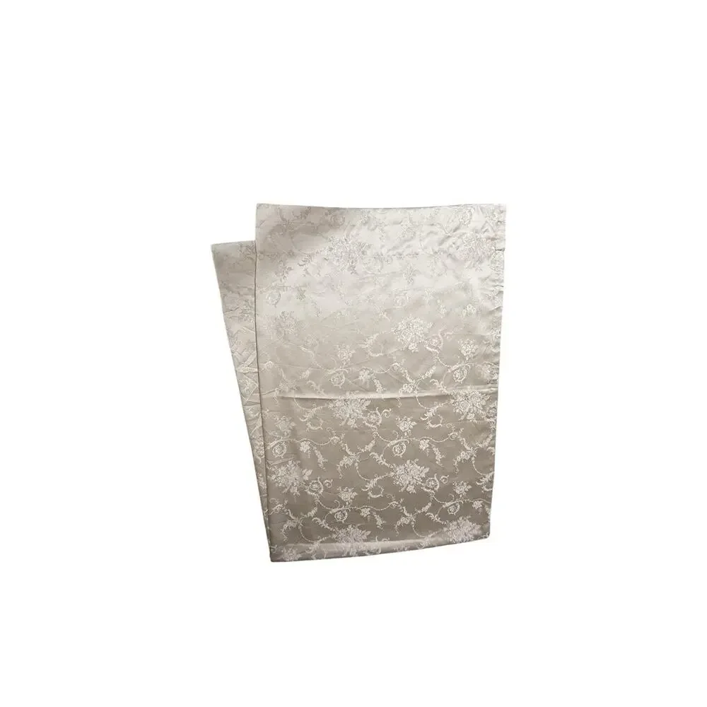2 Beautiful Embroidered Curtains Panels Cream Champagne Satin Jacquard 86 Pair